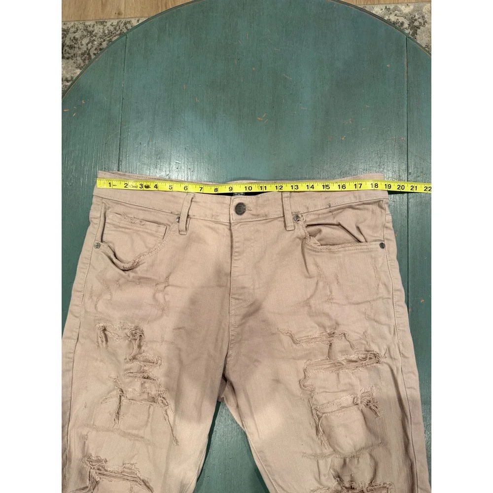 Jordan Craig Mens Distressed Denim Shorts Tan Sand Rip & Repair J3187S Size 36